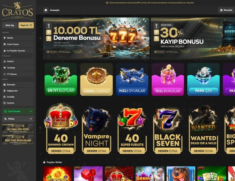 Cratos Casino ekran görüntüsü
